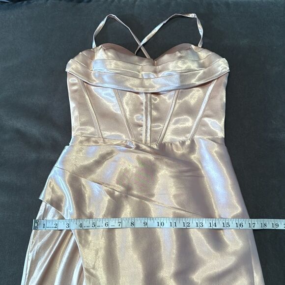 Women’s Full Length Prom Party Dress Criss Cross Straps Leg Slit Size 2 NEW - Picture 11 of 12